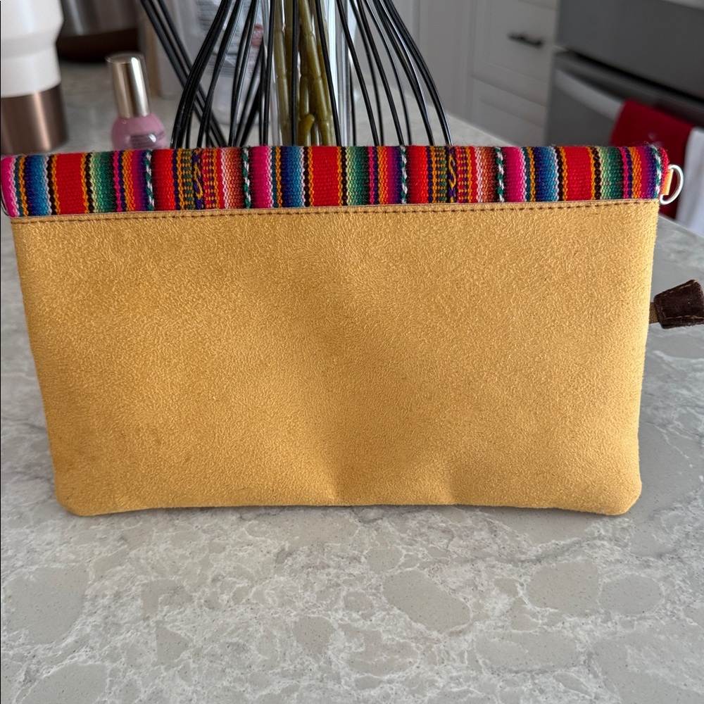 Peruvian foldover clutch bag with a colorful rainbow-striped - Picture 2 of 6